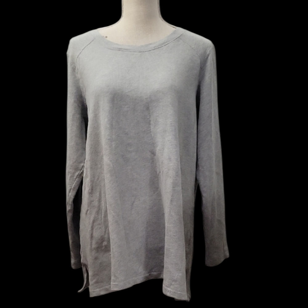Lands' End Women's Heather Gray Long Sleeve Top